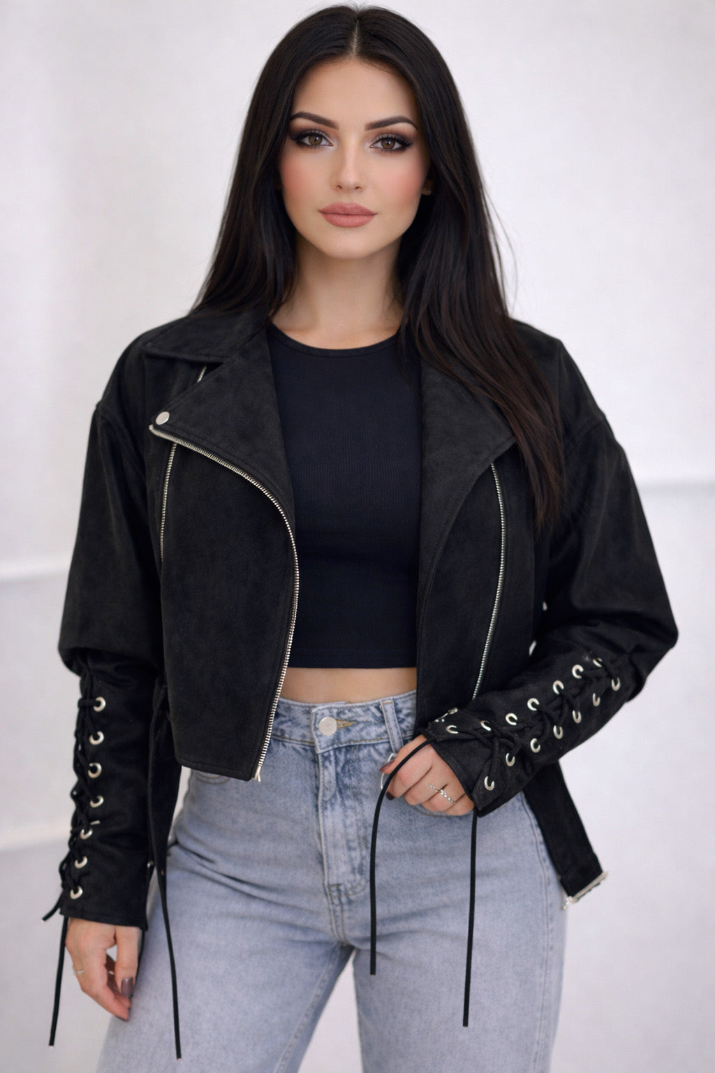 Giacca Crop Camoscio