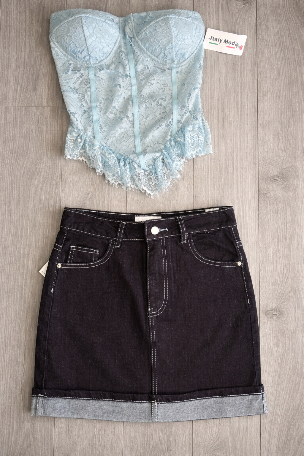 Top Bustier Ludo colore celeste