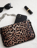 Borsa  Pochette tracolla Leopard con borchie