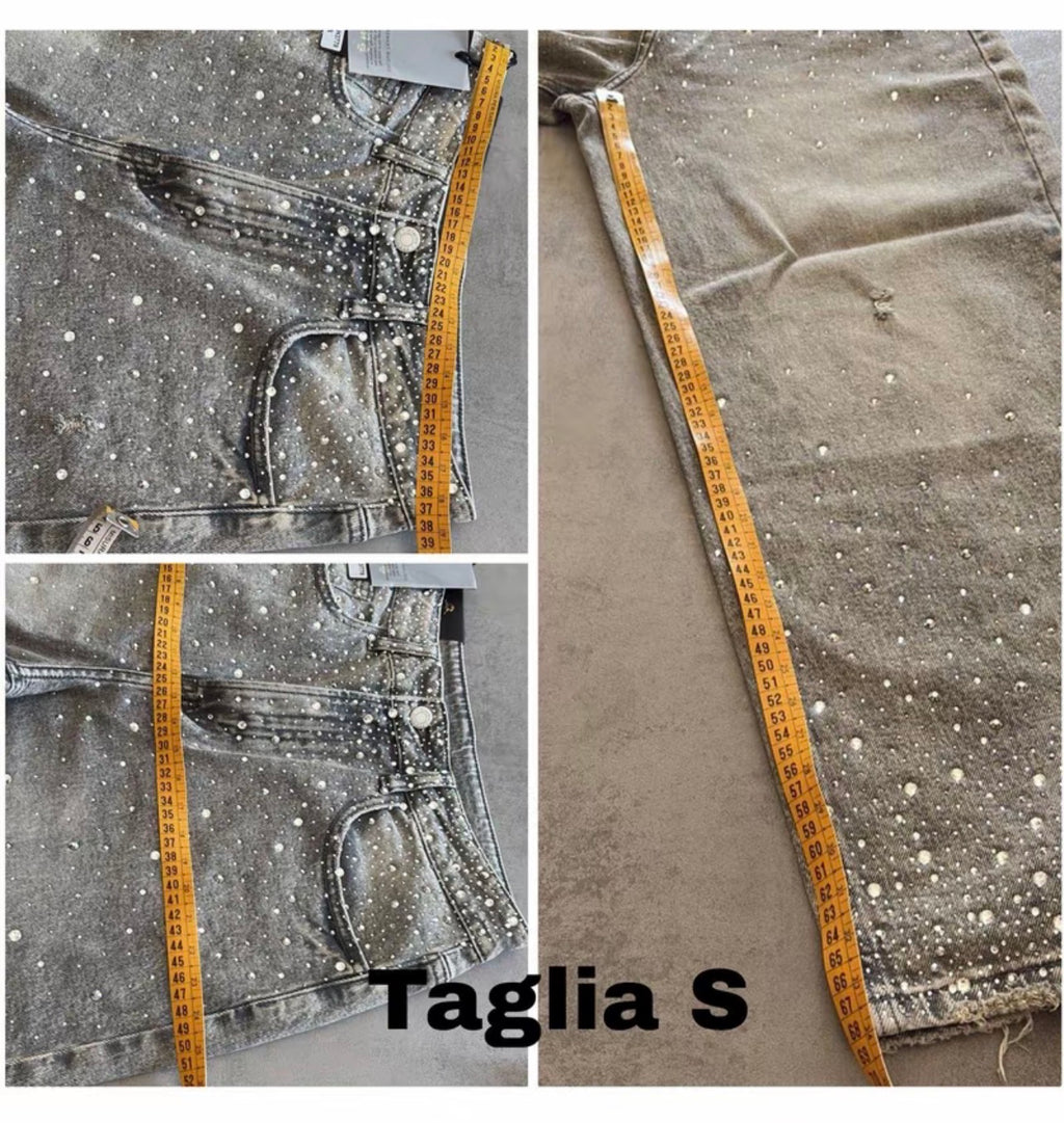 Jeans Grigio Total Glitter