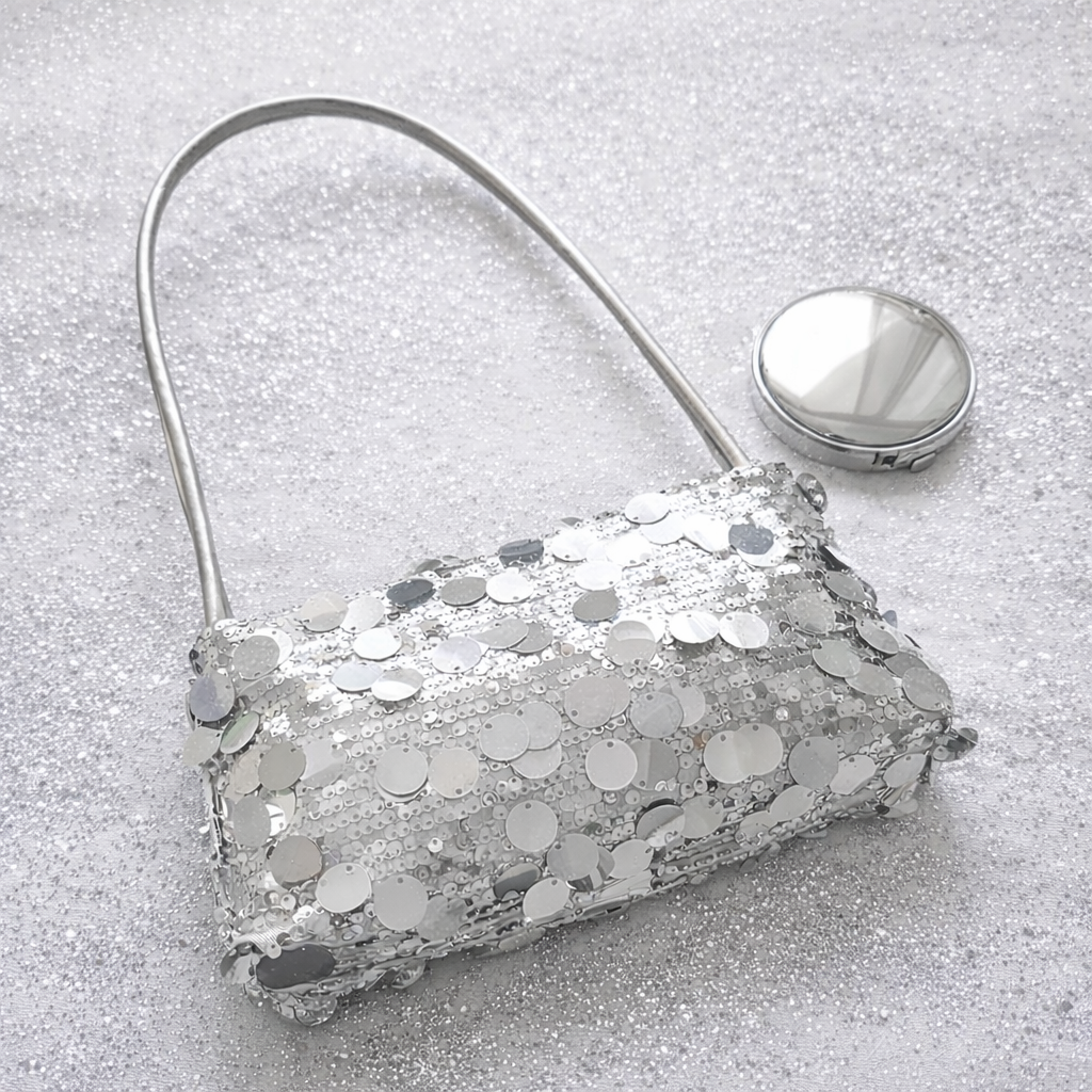 Borsa Silver con Paillettes a Specchio
