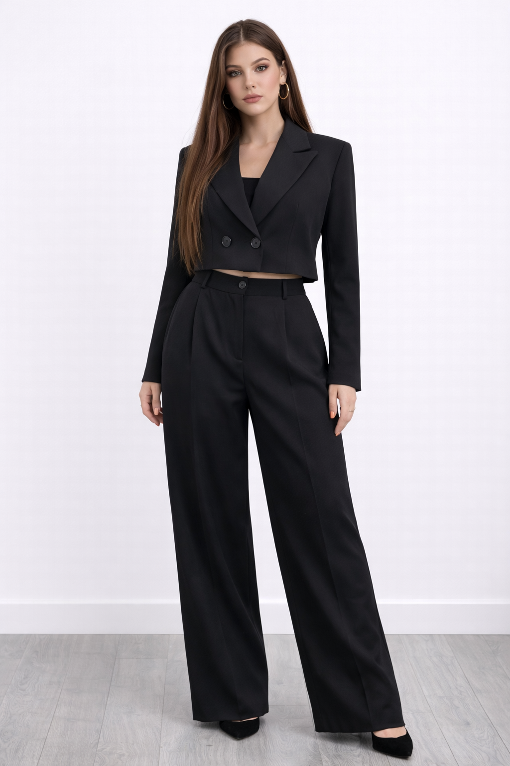 Completo Nero Polly Con Giacca Corta
