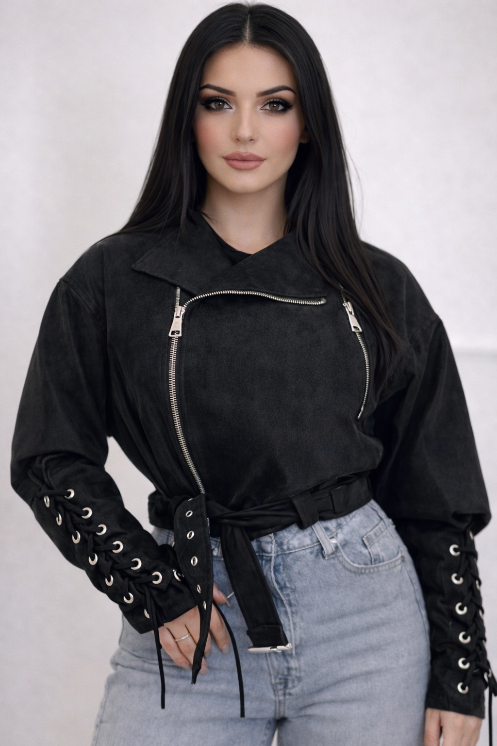 Giacca Crop Camoscio