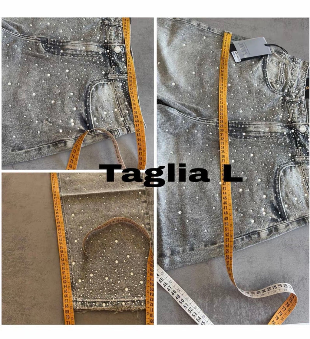 Jeans Grigio Total Glitter