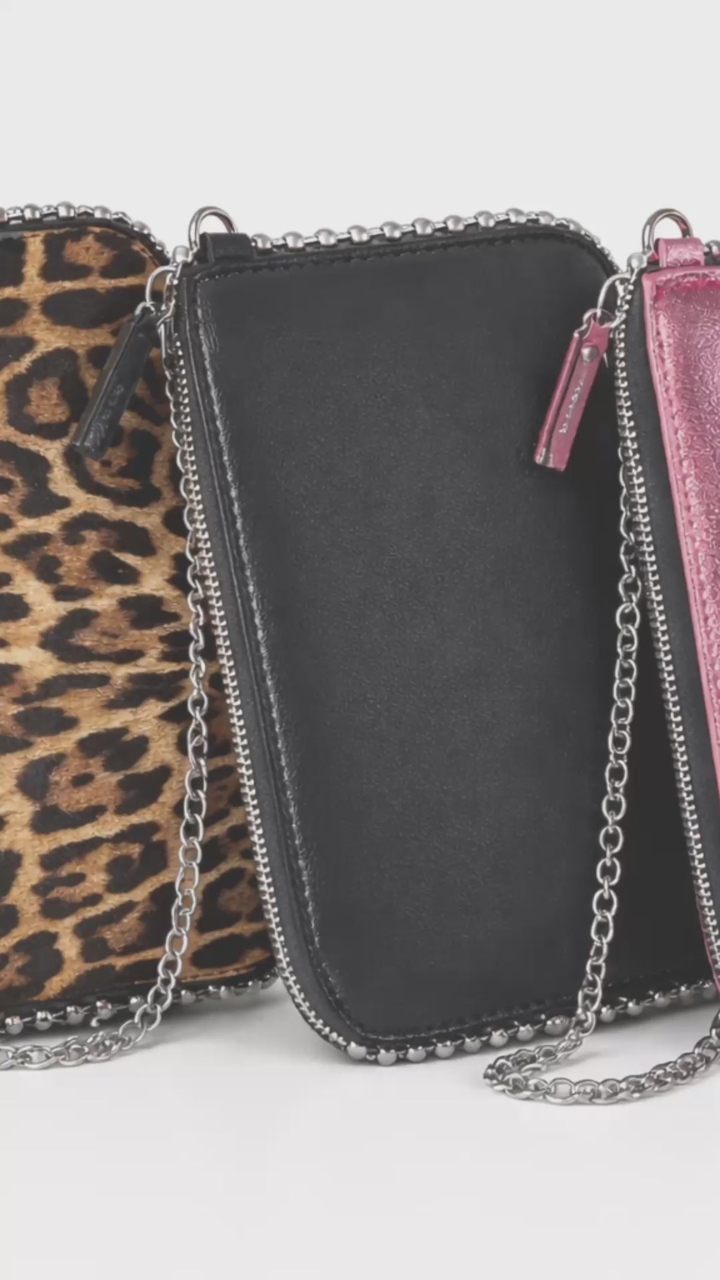 Borsa  Pochette tracolla Leopard con borchie