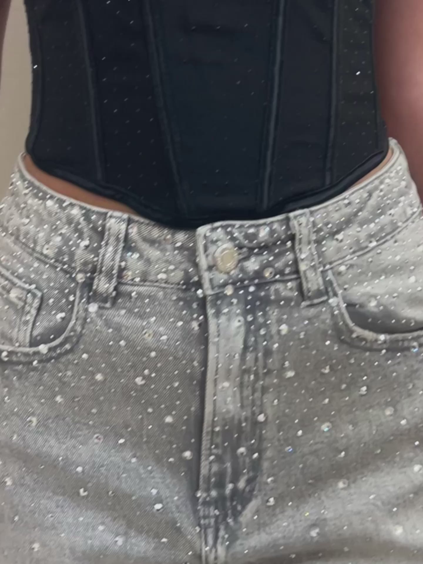 Jeans Grigio Total Glitter