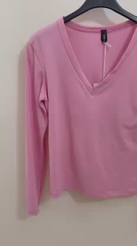Maglia Dina Rosa con scollo a V